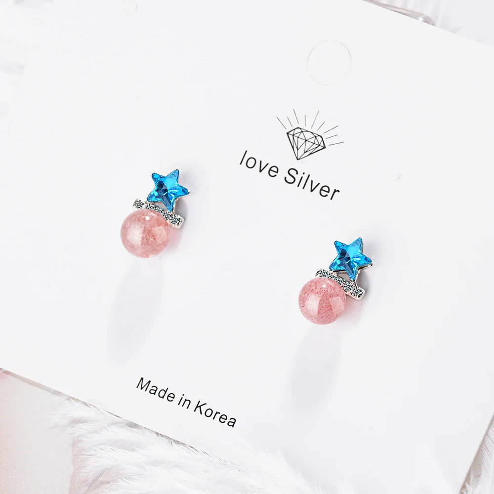 Todorova Delicate Blue Zirconia Star Women Earrings Jewelry oorbellen Strawberry Crystal Stud | Украшения и аксессуары