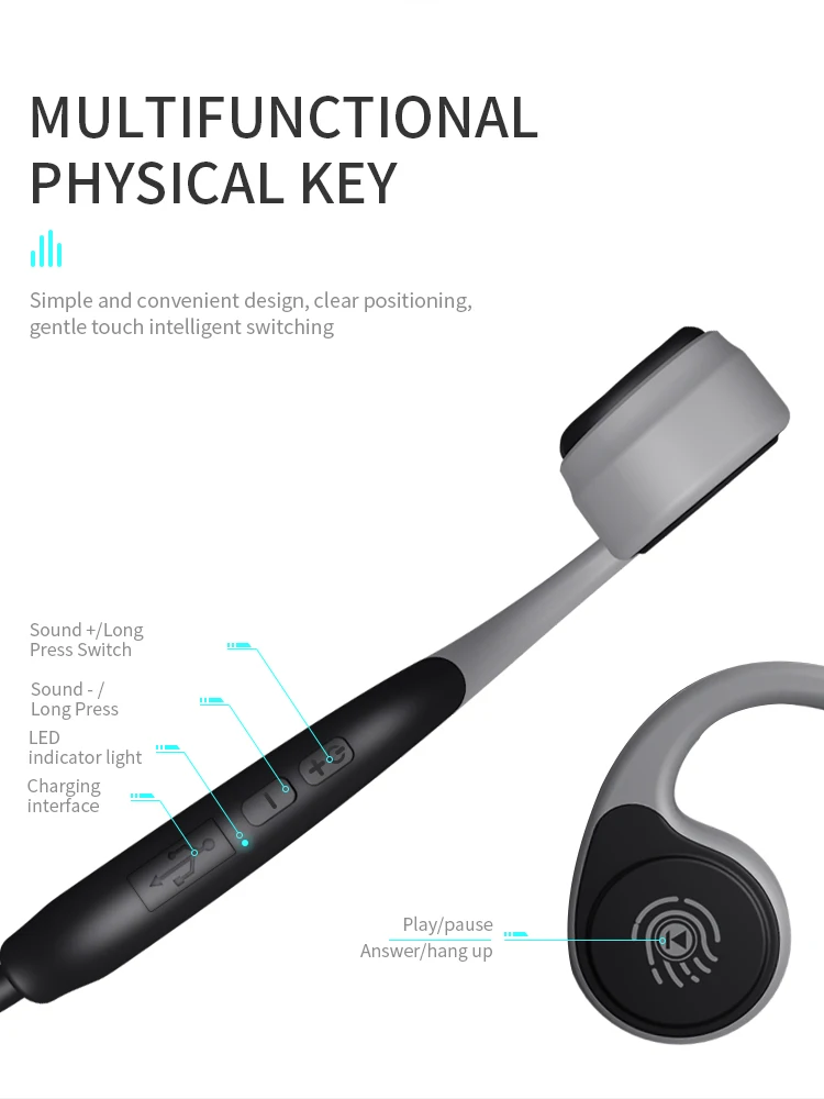 Наушники V9, Bluetooth 5,0, наушники с костной проводимостью, Беспроводные спортивные наушники, свободные руки, водонепроницаемые, PK Z8, беспроводные наушники