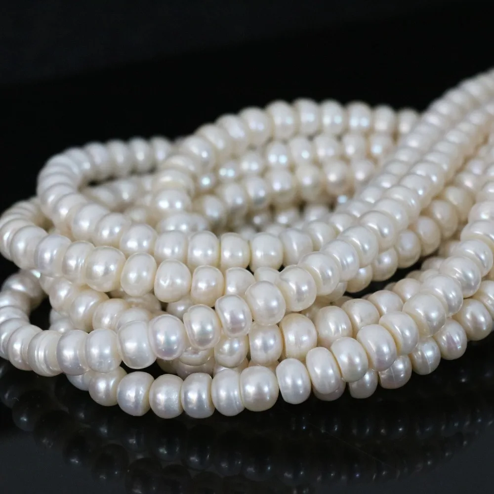 

Freshwater white natural pearl abacus top quality loose button shape beads high grade diy gifts jewelry making 15inch B1390