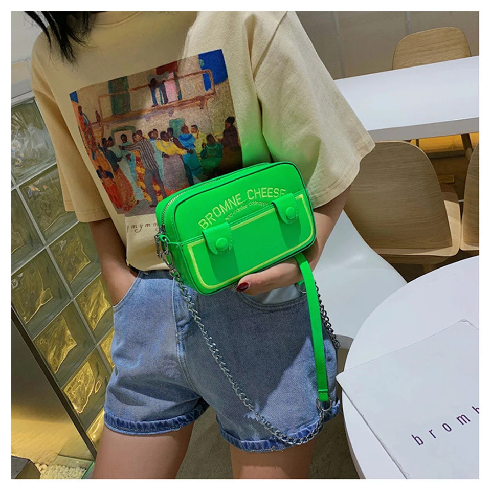 Женская неоновая зеленая желтая дорожная сумка через плечо Повседневная для