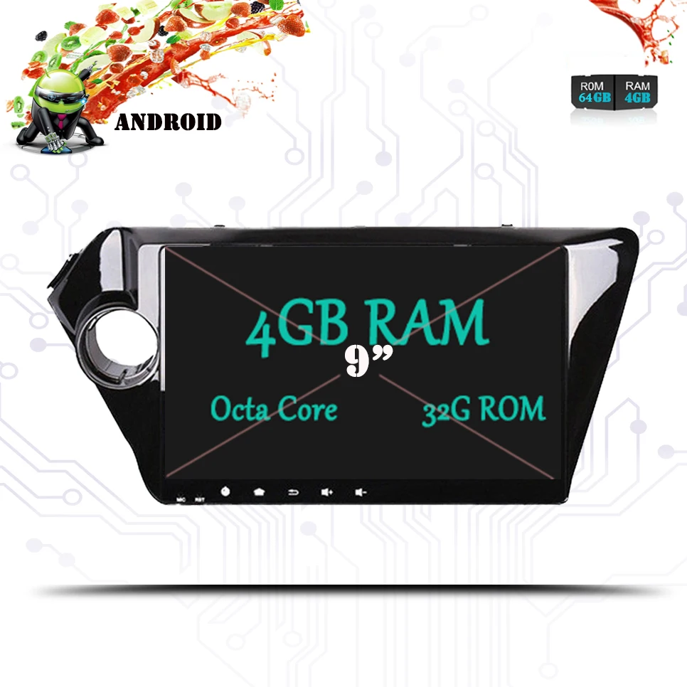 IPS android 9 0 4G + 64G автомобильный dvd плеер gps навигация для Kia k2 RIO 2010 2011 2012 2013 2014 2015 Радио