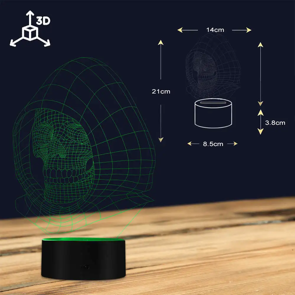 Хэллоуин скелет Скульптура LED Новинка художественная светильник визуальная