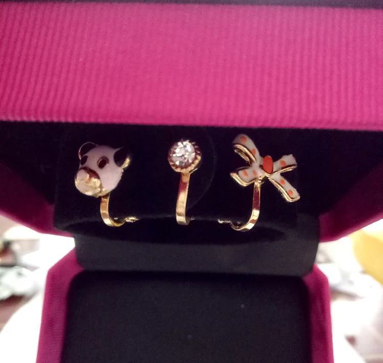 3 шт./компл. amader Jewelry безболезненно уха Клипсы без пирсинга Милые Носки с рисунком медведя из мультика лук циркон Серьги для Для женщин Обувь для девочек