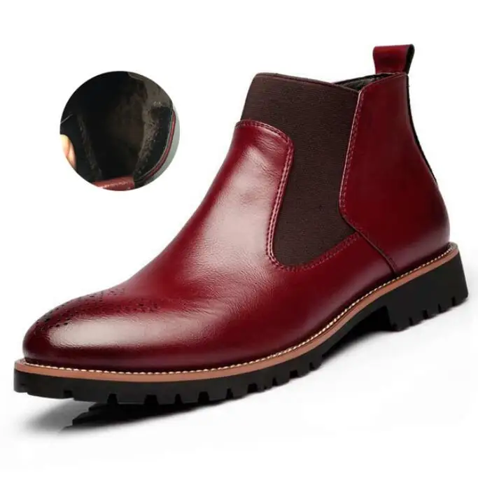 DADIJIER Spring/Winter Fur Men's Chelsea Boots British Style Fashion Ankle Brogues Soft Leather Casual Shoes Wyq157 | Обувь