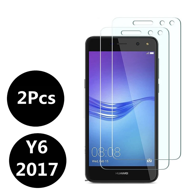 2 шт. закаленное стекло для Huawei Y6 2017 защита экрана Y5 Защитная стеклянная пленка
