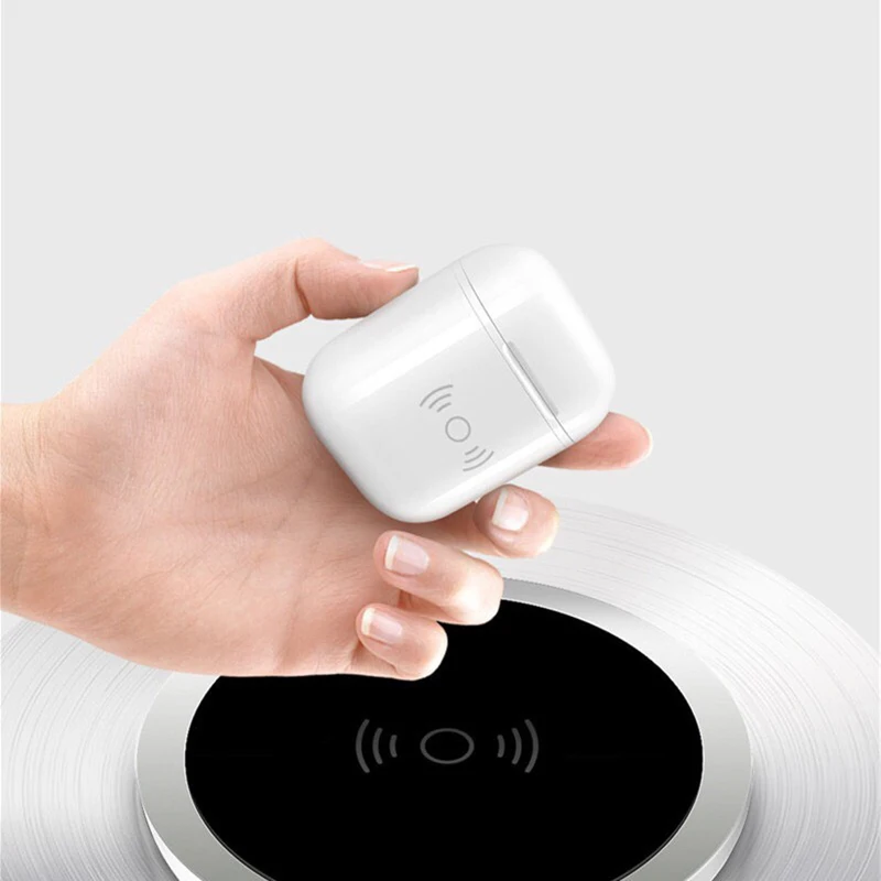 Suntaiho Qi Беспроводное зарядное устройство коробка для Apple airpods Bluetooth гарнитура Зарядка для Apple airpods беспроводной зарядное устройство коробка мини Чехол