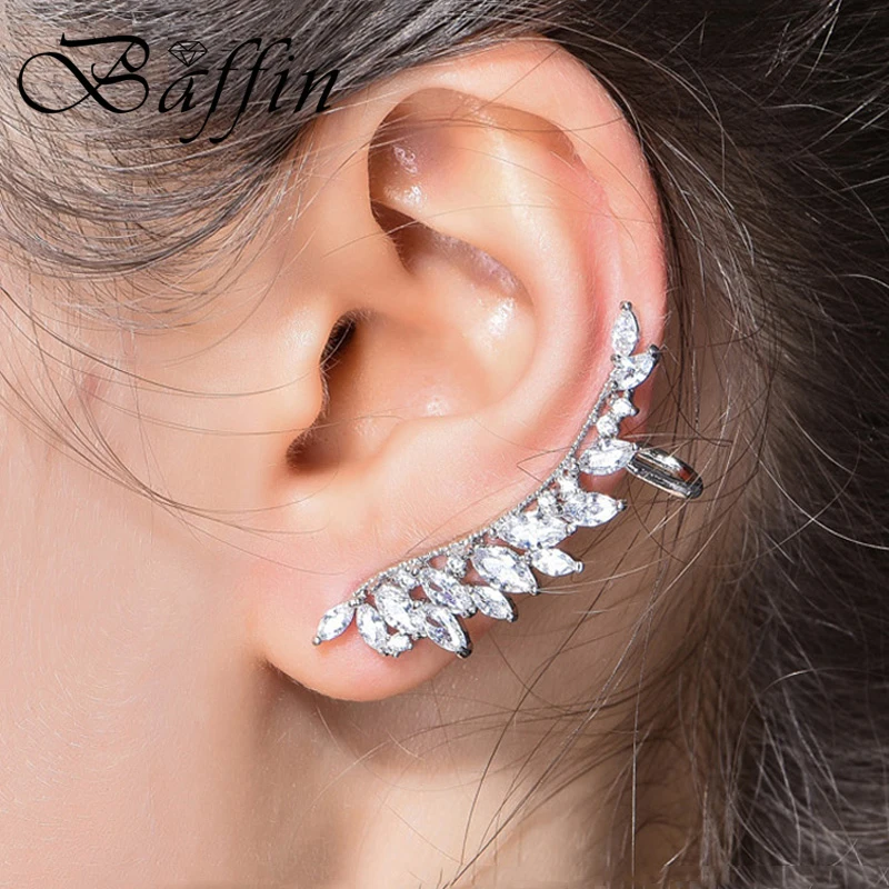 BAFFIN Модные женские серьги-Клипсы из кубического циркония с крылышками, серьги для пирсинга на свадьбу, подарки для мам