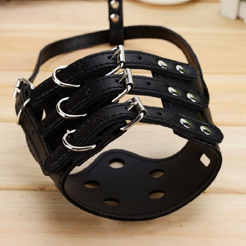 Горячая кожа Pet Dog Регулируемый защитный чехол маска Анти намордник против лая