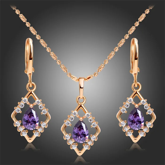 Женский ювелирный комплект с ромбовидным камнем кулон овальным зеленым фианитом