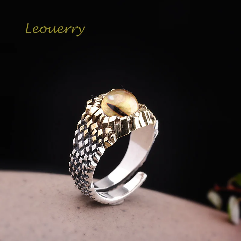 Leouerry 925 пробы серебро властная кольцо с тигровым глазом личности в британском