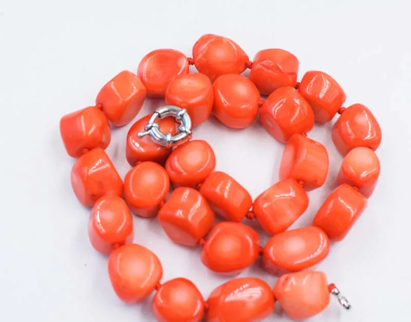 

orange coral baroque 13-15 necklace 18inch nature beads wholesale discounts FPPJ 16-20mm