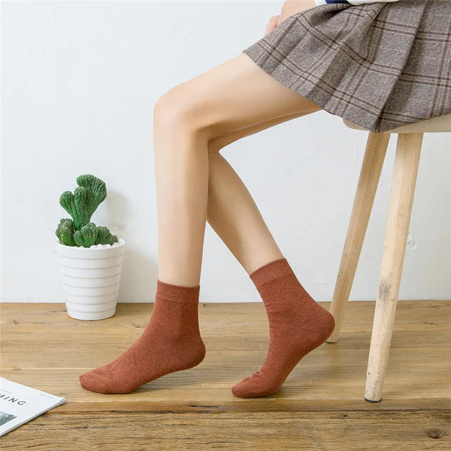 Популярные хлопковые носки 10 шт. = 5 пар осенне зимние теплые женские яркие