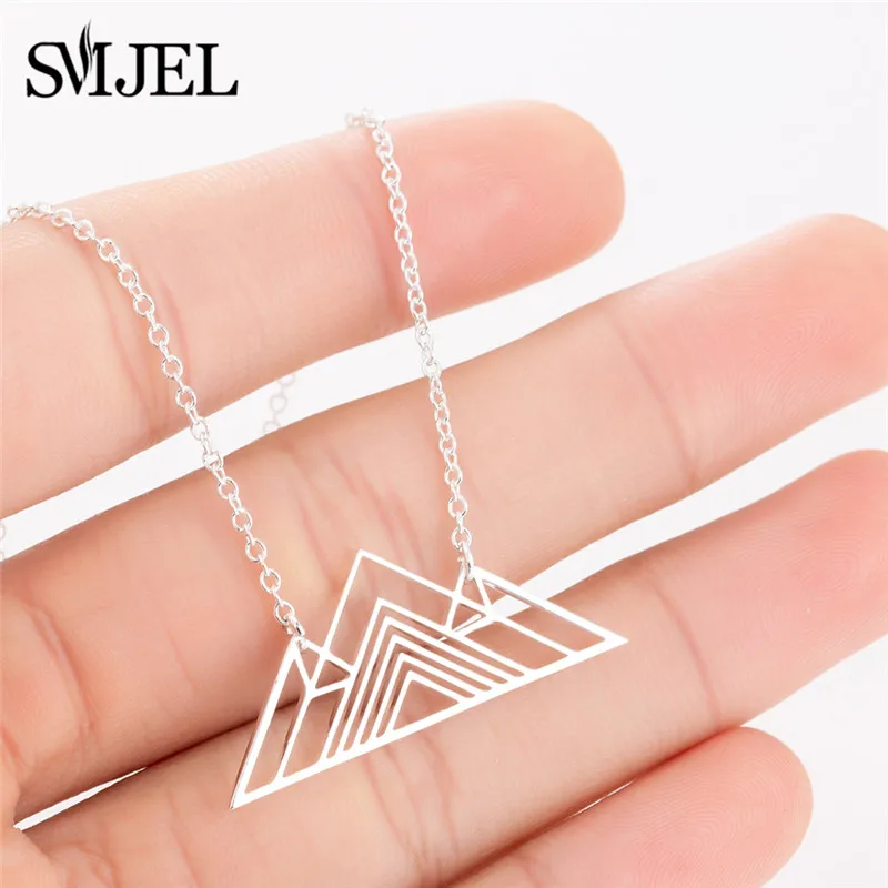 geometric SMJEL ожерелье из нержавеющей стали с изображением Микки Мауса для женщин, ювелирные изделия на каждый день, модная карта мира, волнистое ожерелье с лисой, Золотое колье - Окраска металла: geometric