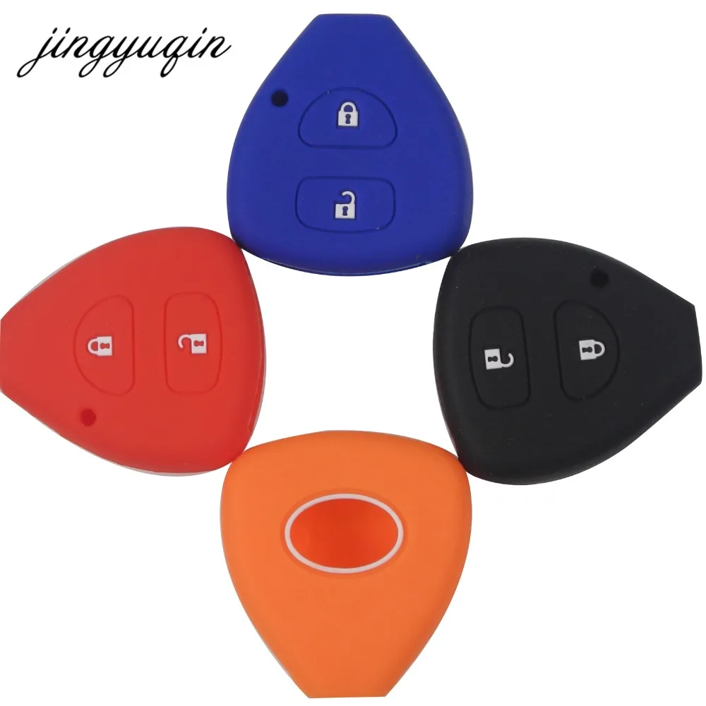 Силиконовый чехол для ключа с 2 кнопками jingyuqin Toyota Corolla Hilux Vitz Rav4 Aqua Camry Highlander Land Cruiser