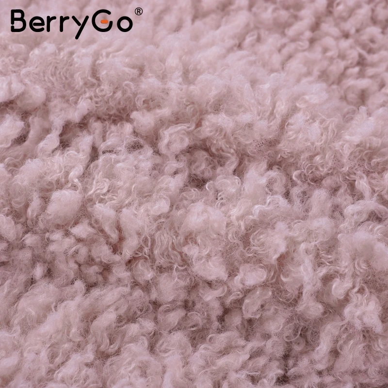 BerryGo модная уличная одежда больших размеров длинное пальто женское плюшевое розовое повседневное осеннее пальто Верхняя одежда теплое зимнее пальто из искусственного меха для женщин