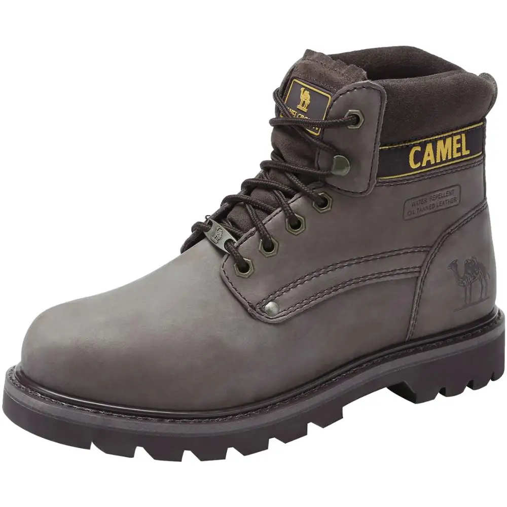 K842887054Gray CAMEL/Мужская обувь качественные рабочие ботинки мужские армейские ботинки из натуральной кожи, военные ботинки, резиновая крутая рабочая обувь мужские Размеры 41-46 - Цвет: K842887054Gray