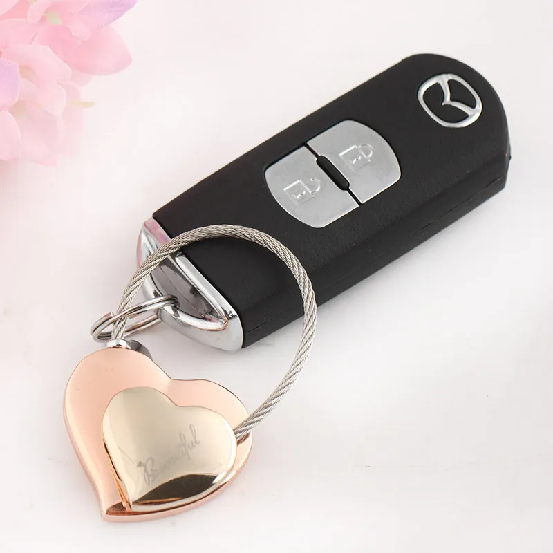 

Milesi Double Heart Shaped Keychain Trinket Lovely Key Holder Fashion Women Bag Pendant Novelty Keyring Gift For Girl K0138