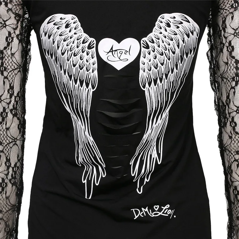 Женская кружевная рубашка с длинным рукавом Повседневная Свободная футболка