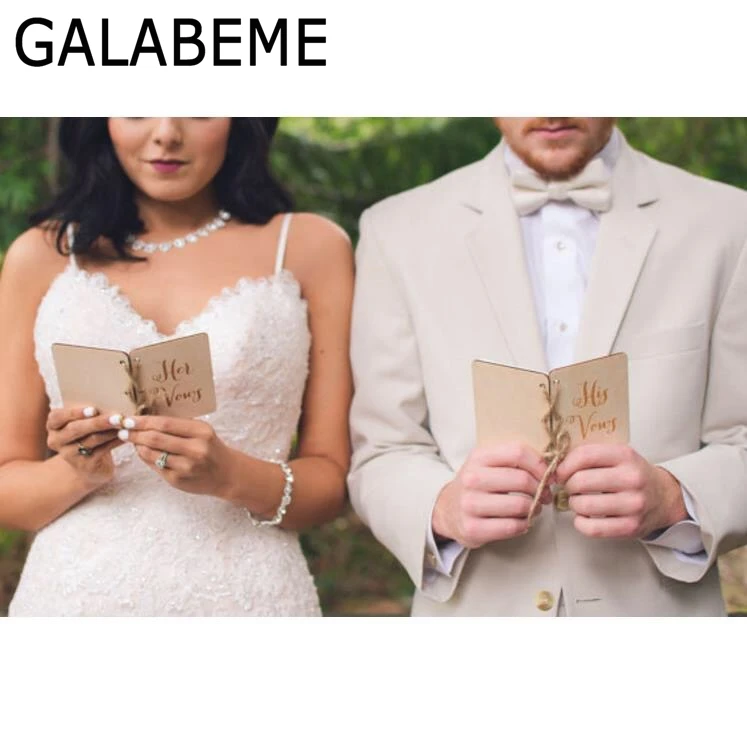 2 шт. винтажный Деревянный чехол кляп книга его обеты ее обет буклеты свадебный