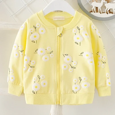 yellow Осенне-весенняя хлопковая куртка Audel для маленьких девочек пальто на молнии Детский кардиган, G056 - Цвет: yellow