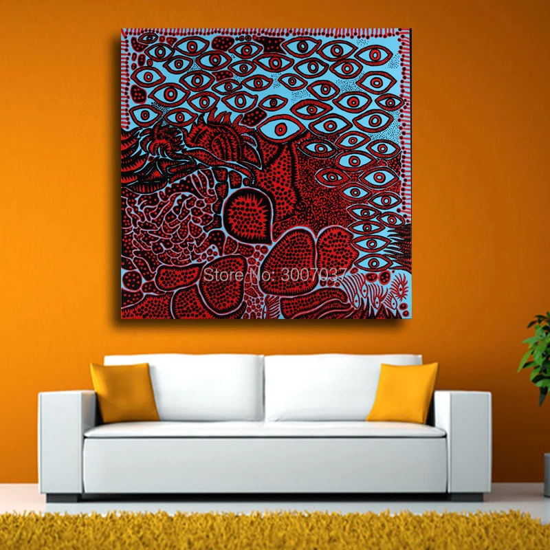 Yayoi Kusama абстрактная красная картина 100% ручная роспись на холсте для гостиной