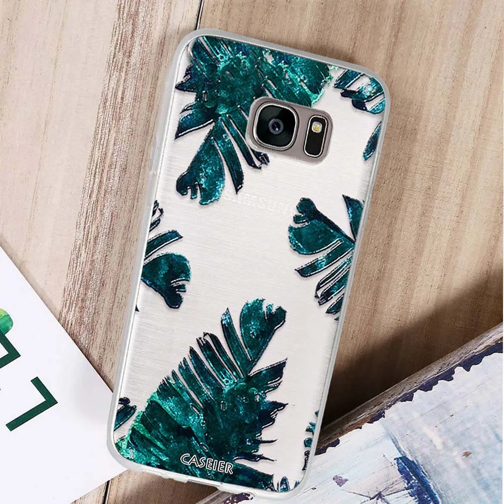 CASEIER Plant Leaf Phone Case For Samsung S8 Plus Soft Silicone Cases 3D Cover Note 8 S6 S7 Edge Shell Coque Capinha |