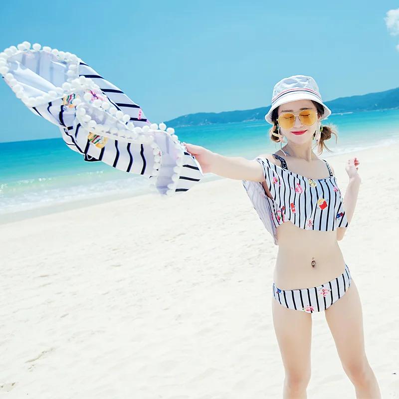 Купальная одежда с мультяшным принтом для маленьких девочек детский пляжный