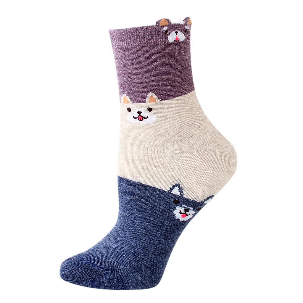 1 пара Хлопковых Носков зимние носки с принтом собаки и животных Harajuku удобные