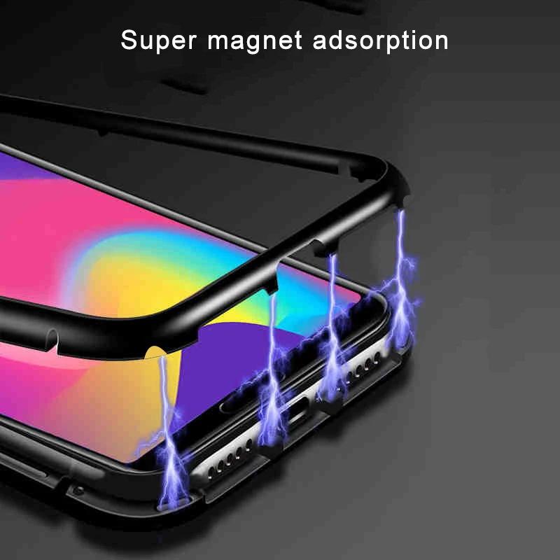 Магнитный адсорбционный чехол для телефона Huawei P20 pro из закаленного стекла с