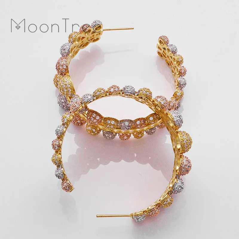Роскошные шариковые серьги MoonTree 48 мм большие полностью покрытые мелким