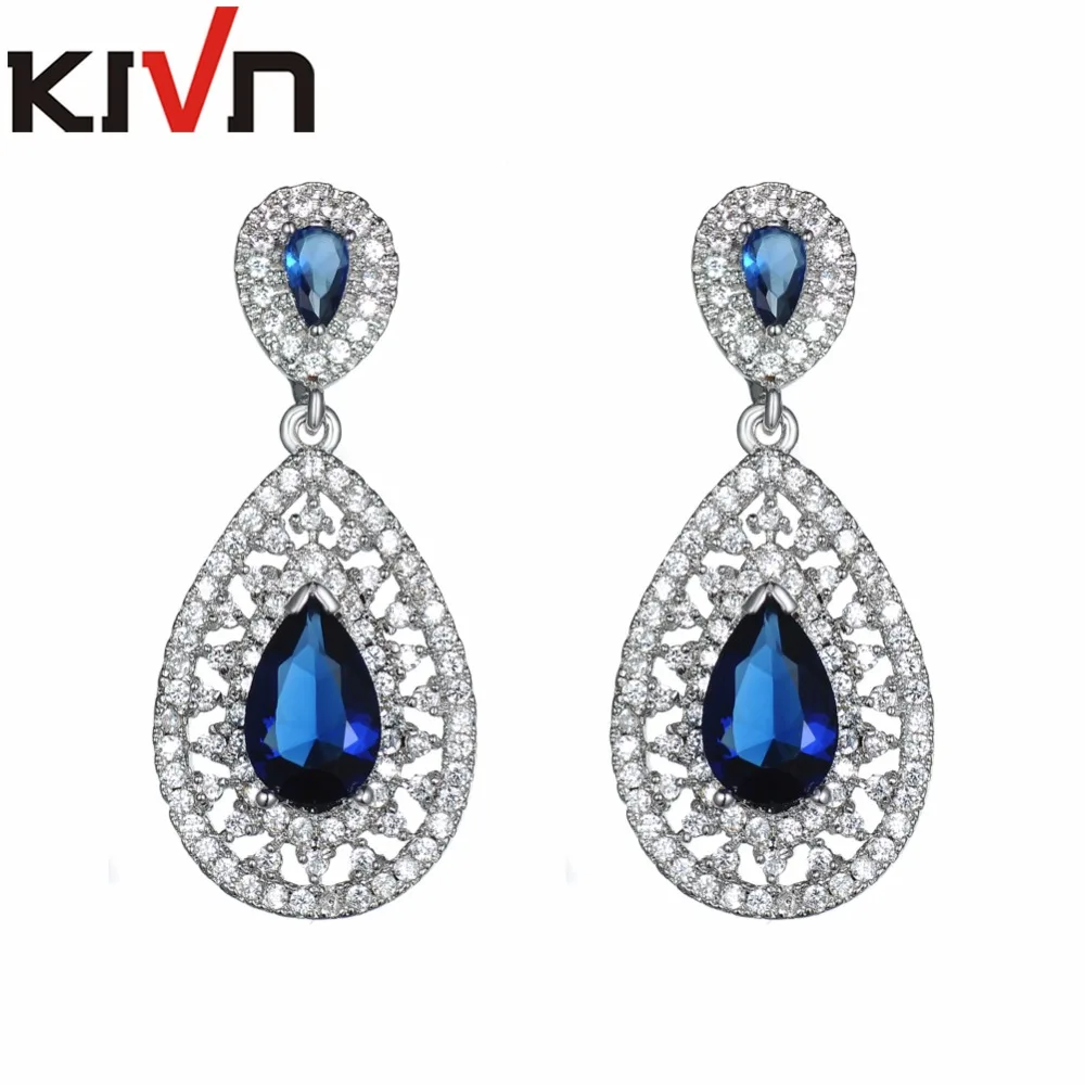 KIVN модные ювелирные изделия роскошные Висячие висячие серьги с фианитами CZ