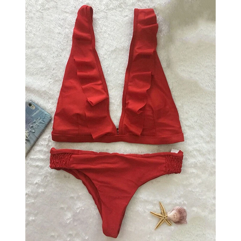 Женский купальник бикини с треугольным вырезом и низкой талией|bain|bain femme |