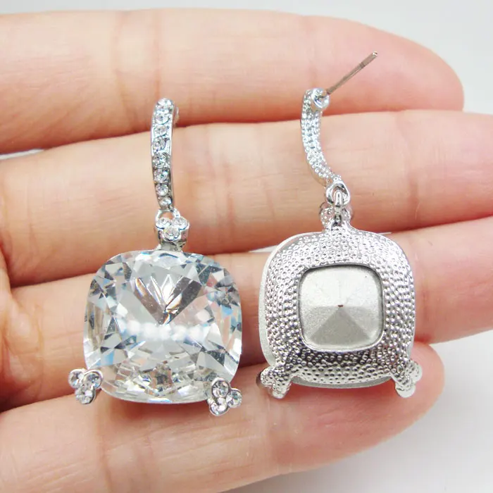 Красивые Висячие серьги с австрийскими кристаллами в квадратном стиле для