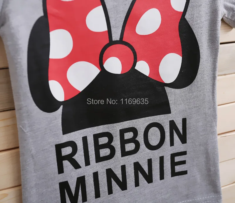 children's sets retail new 2014 child clothing Set autumn spring girl suit Minnie short sleeve T-shirt + shorts | Мать и ребенок