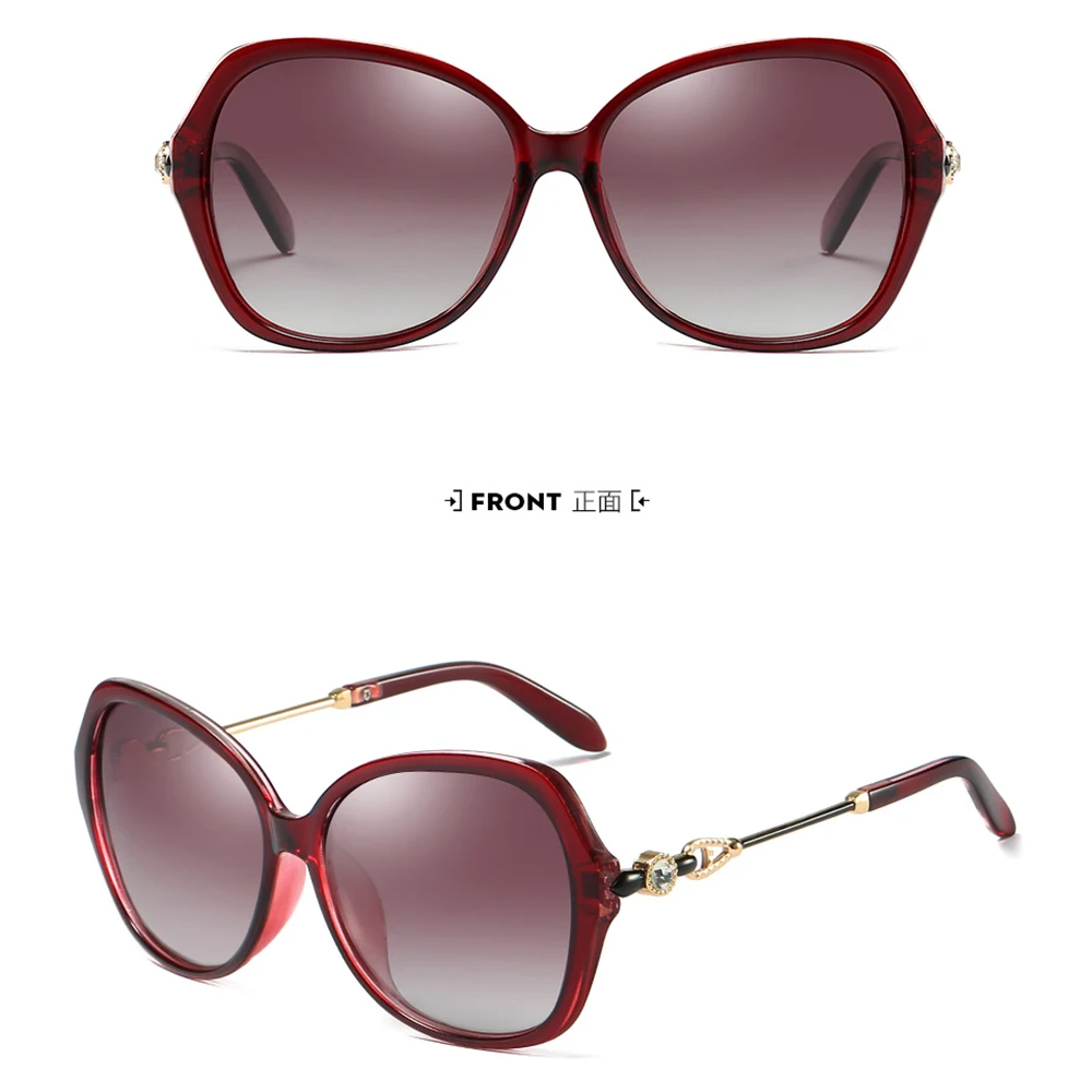 Модные женские солнцезащитные очки с бабочками и бриллиантами поляризационные