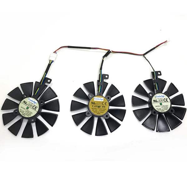 Золотой Вентилятор охлаждения 88 мм T129215SU для ASUS Strix GTX 1060 OC 1070 1080 GTX 1080Ti RX 480 - Цвет лезвия: Золотой