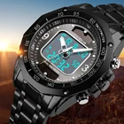 Часы наручные мужские кварцевые светодиодсветодиодный, люксовые Брендовые спортивные цифровые стальные в стиле милитари, с солнечной батареей