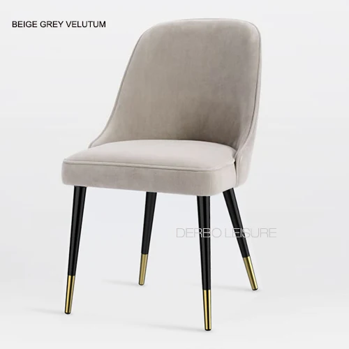 Beige Grey Velutum Современная мода дизайн роскошный золотой цвет нержавеющая сталь Лофт мягкий чехол Velutum ткань коврик обеденный стул со спинкой 1 шт - Цвет: Beige Grey Velutum