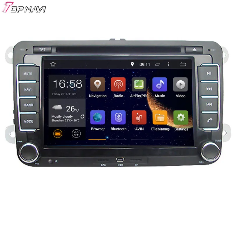 Topnavi 8 ''четырехъядерный Android 6 0 Автомобильный DVD проигрыватель для VW