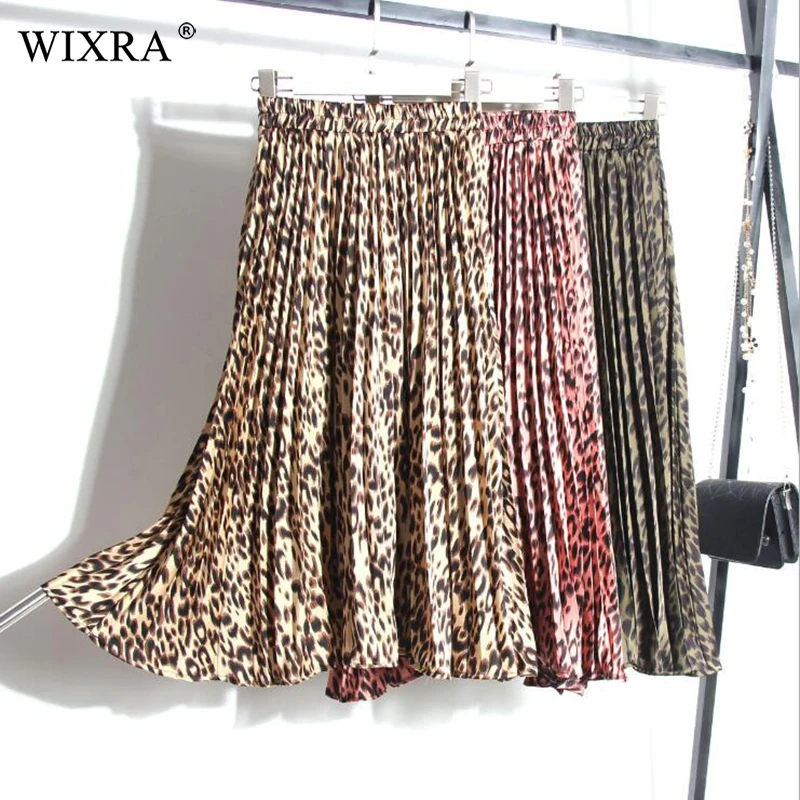Женская плиссированная юбка Wixra леопардовая с высокой талией из шифона