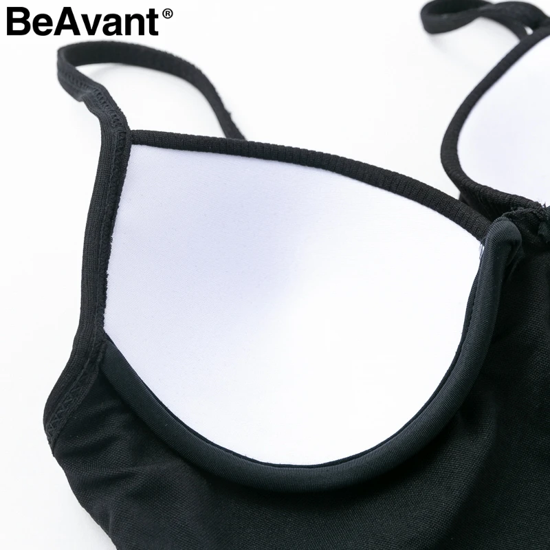 BeAvant, сексуальный купальник с бретельками, женский, цельный, белый, стринги, бикини, купальник, пуш-ап, летний, пляжный, купальник, черный