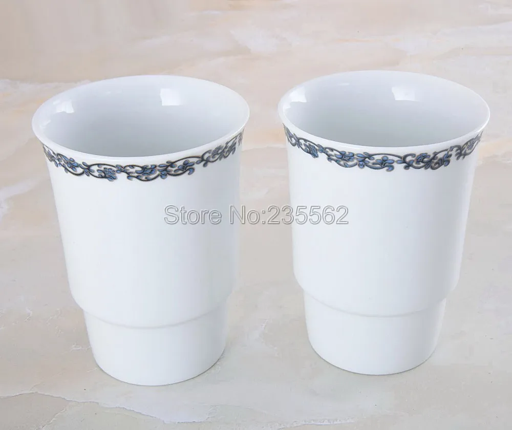 

Black Oil Rubbed Brass Bathroom Accessories Wall Mounted Bathroom Toothbrush Holders Dual Ceramic Cup lba761
