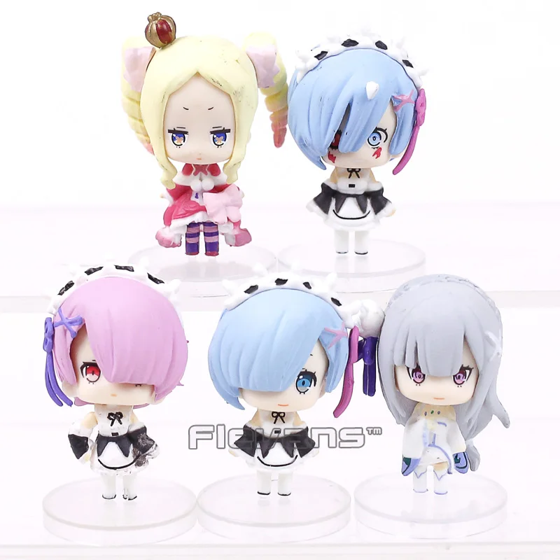 Аниме Re Zero Kara Hajimeru Isekai Seikatsu Rem Ram Emilia Беатрис мини ПВХ Фигурки игрушки 5 см 5 шт./компл