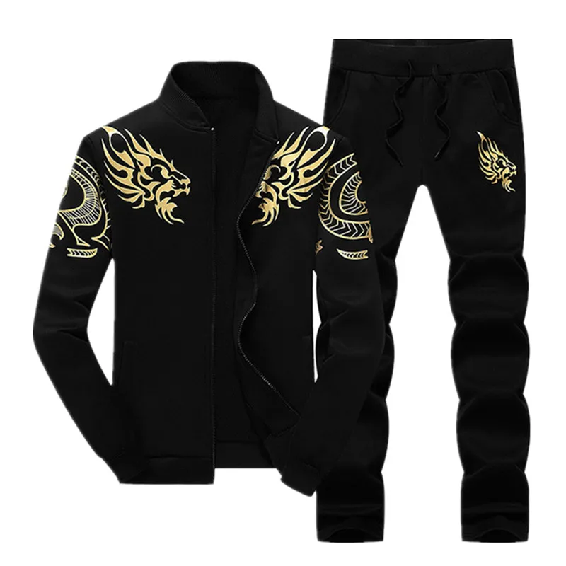 Sweatshirt Tracksuit men Spring Autumn Hoodie sweater jacket+ joggers sweatpants man Fashion printing sportwear Track suits | Мужская