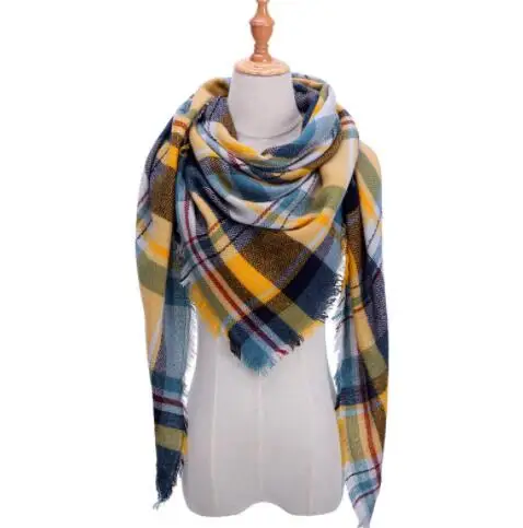 2018 модный вязаный весенне-зимний женский шарф клетчатые теплые кашемировые