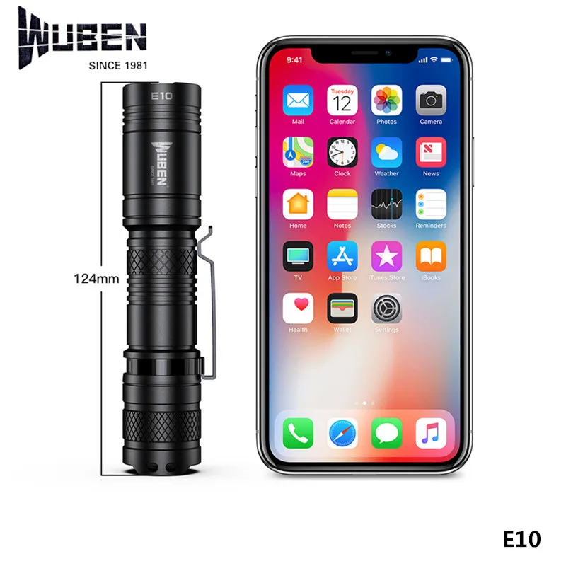 Wuben E10 1200lm Osram P9 светодиодный фонарик на открытом воздухе EDC CR123A 18650 задний