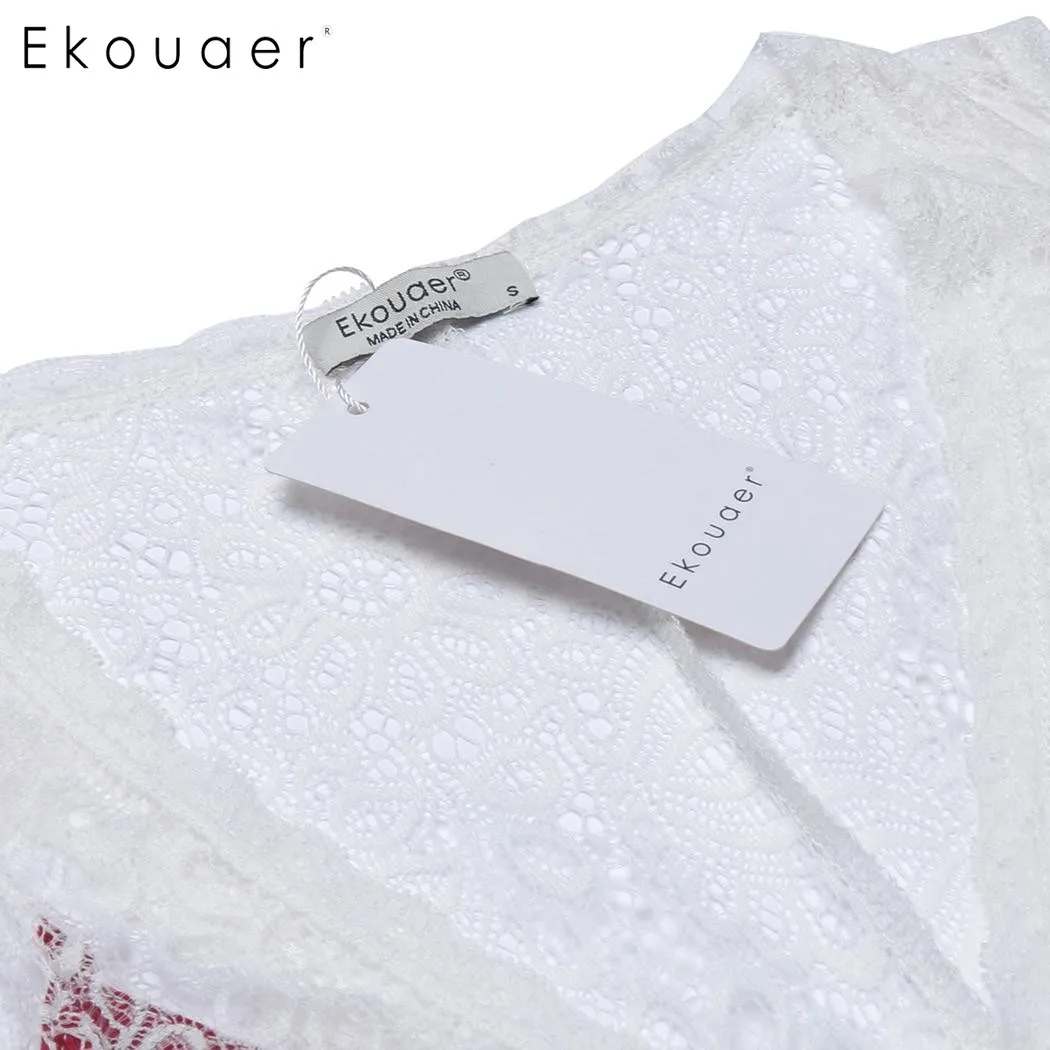 Ekouaer сексуальная ночная рубашка с глубоким v образным вырезом Женская