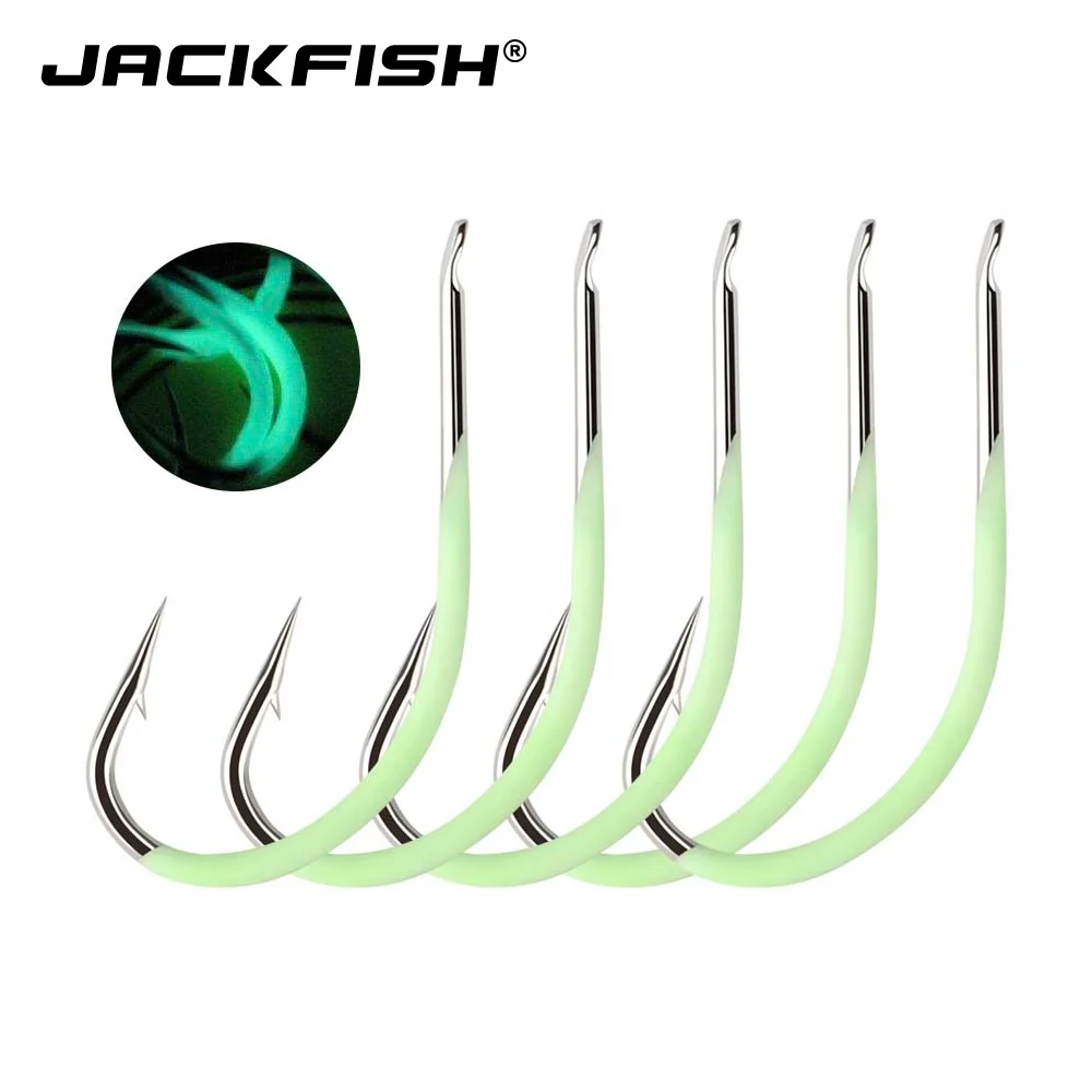 JACKFISH 10 шт./лот светящийся рыболовный крючок из высокоуглеродистой стали #9 #18