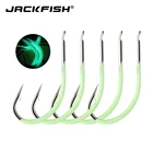 JACKFISH, 10 шт.лот, светящийся рыболовный крючок из высокоуглеродистой стали, #9-#18, рыболовные крючки, прочный рыболовный крючок, рыболовные снасти