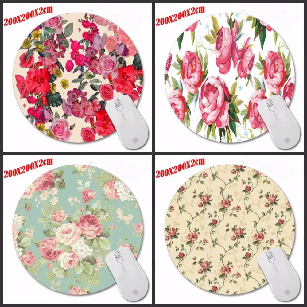 Коврик для мыши с принтом в виде красных цветов резиновый нескользящий подходит